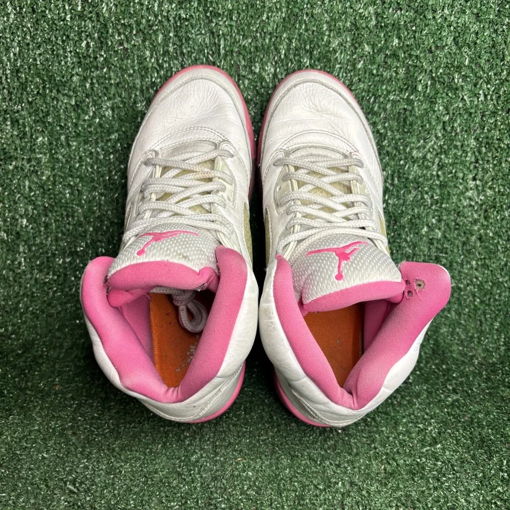 Air Jordan 5 Retro GS Leather Athletic Sneaker Pinksicle White Womens 7.5 (6Y)